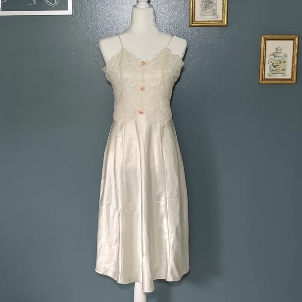 Vintage Tiffany's Closet Lace and Satin Slip Chemise Night Gown